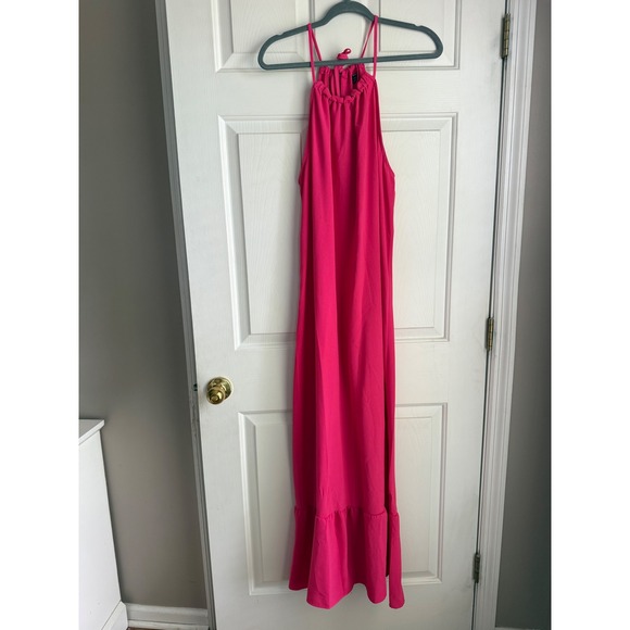 SHEIN Dresses & Skirts - Shein Womens Hot Pink Halter Neck Maxi Dress Fuchsia